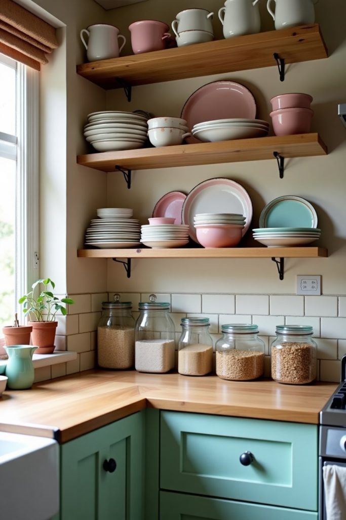 Open Shelving with Thrifted Charm