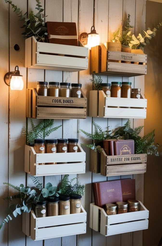 Repurposed Crate Shelving