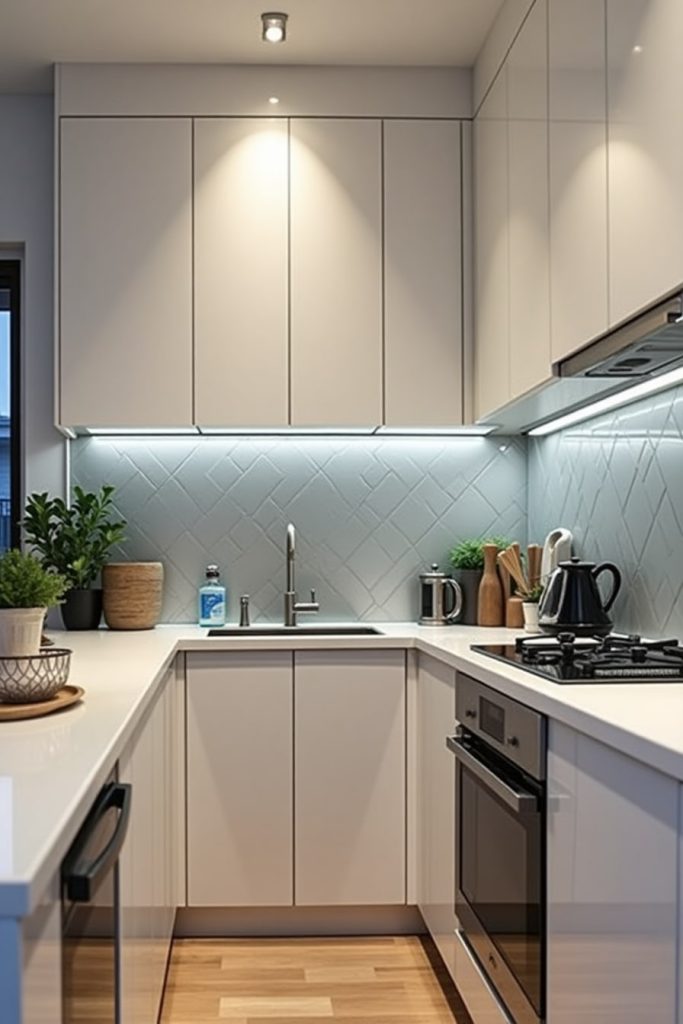 Glass or Mirrored Backsplash