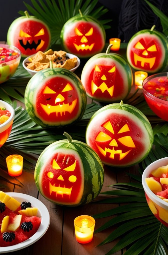 Watermelon Jack-o-Lanterns