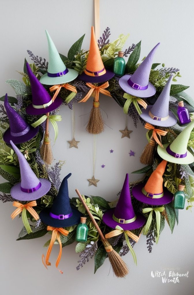 Witch Hat & Broom Wreath