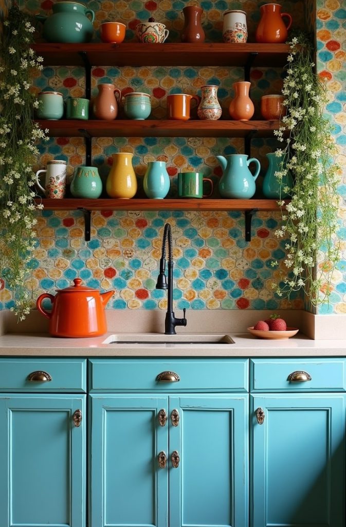Aqua Blue Open Shelving Gallery