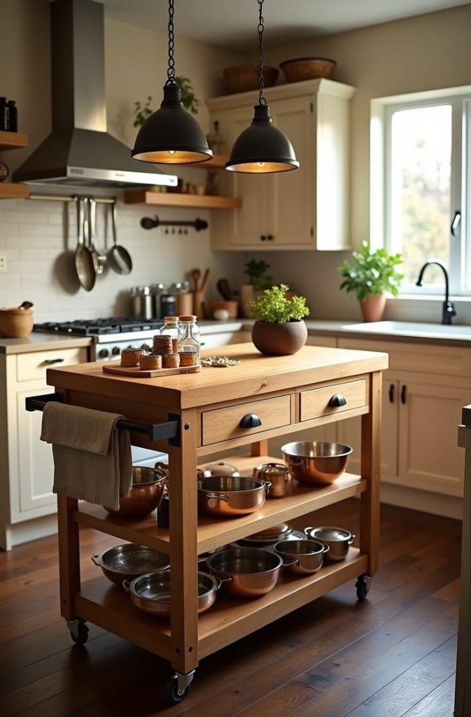 Butcher Block Rolling Cart