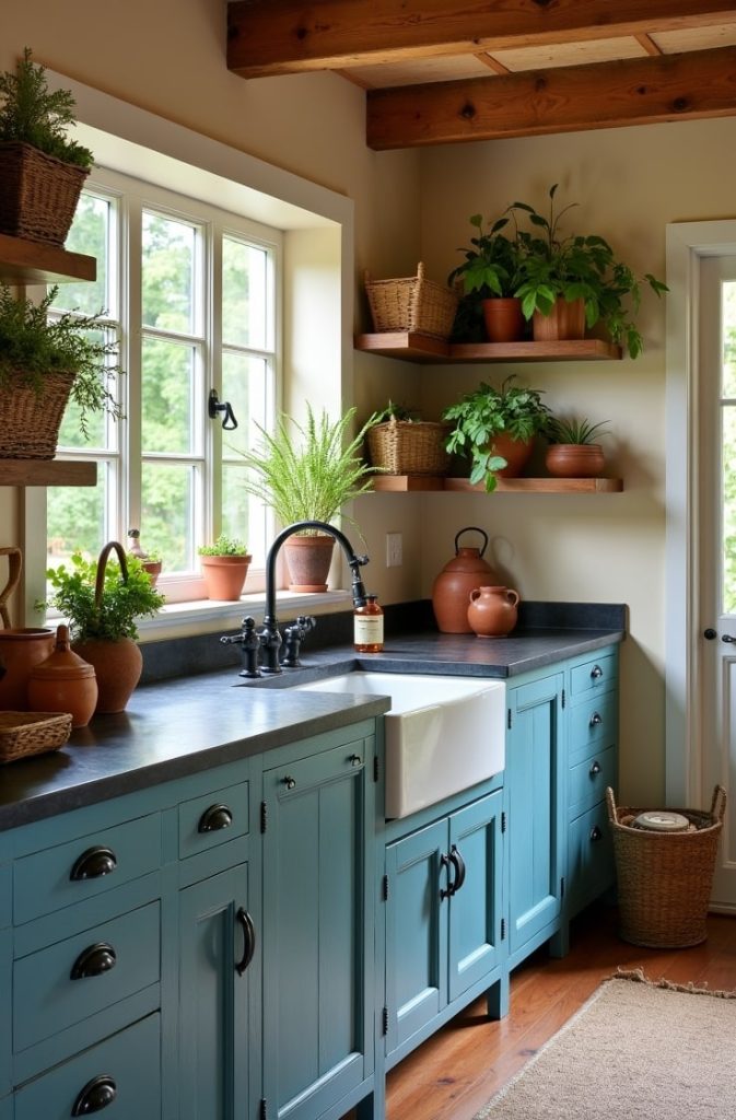 Cerulean Blue Farmhouse Sink Setup