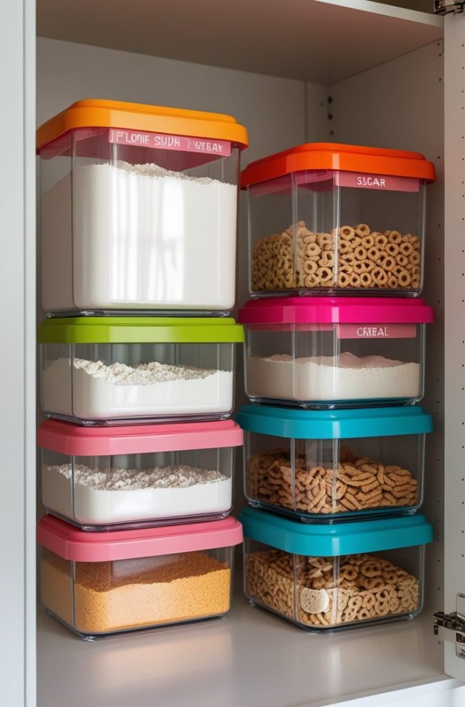Clear Stackable Bins for Dry Goods