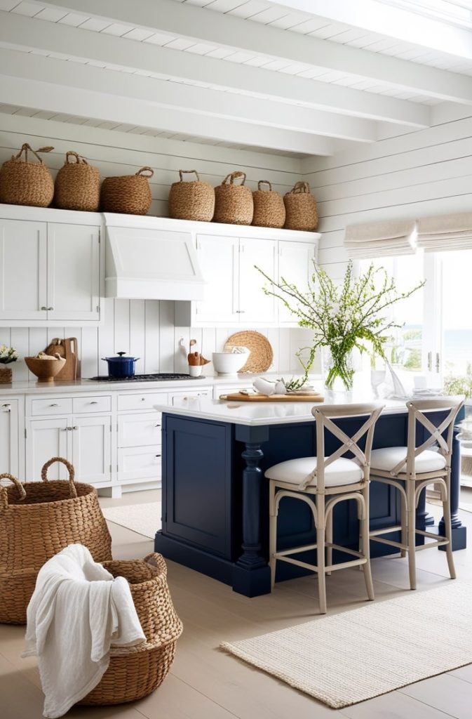 Coastal White with Blue Accents