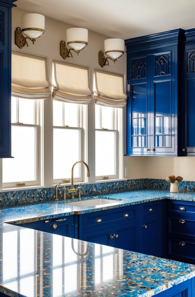 Cobalt Blue with Terrazzo Counters