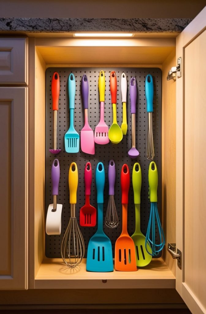Door-Mounted Pegboards for Utensils