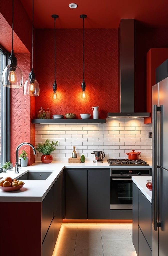 Fiery Red Brick Herringbone