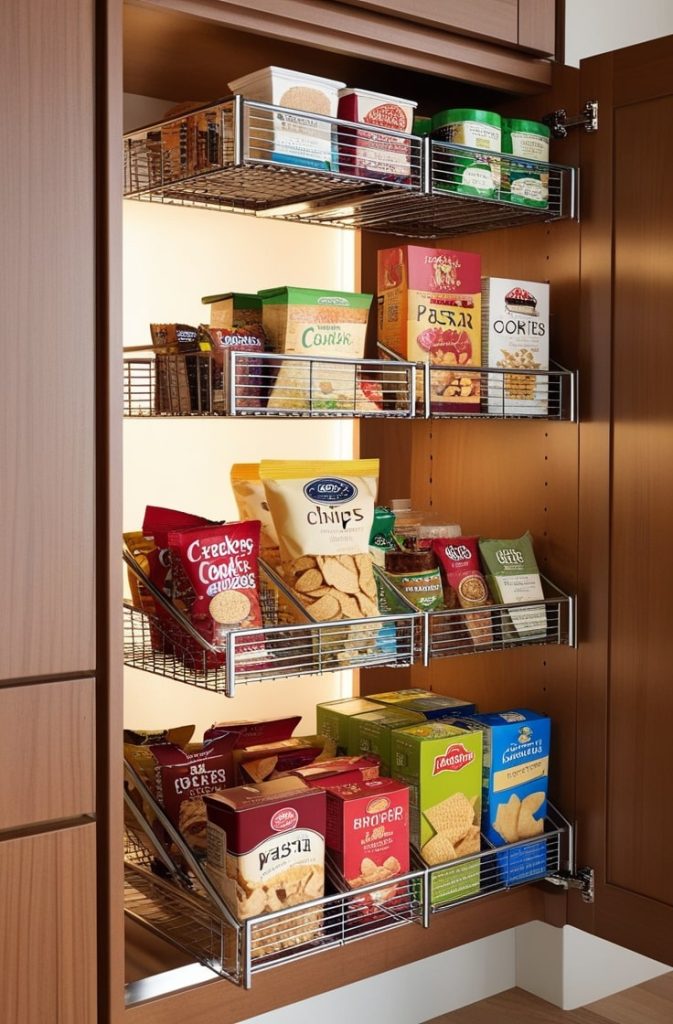 Pull-Out Wire Baskets for Snacks and Pasta