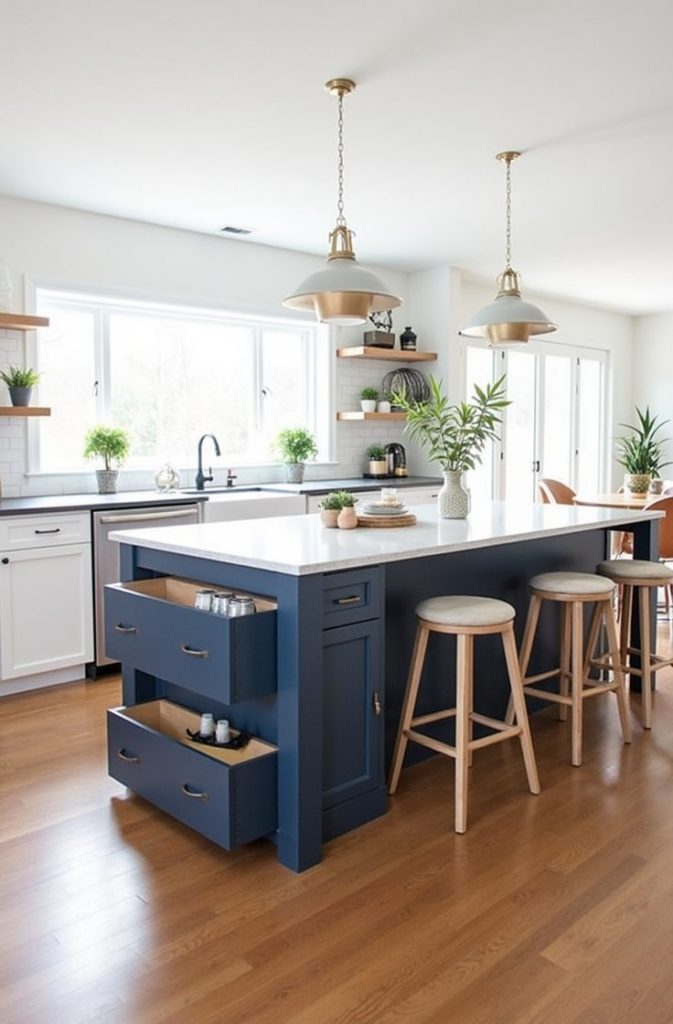 STORKLINTA Dresser Island with Side Shelves