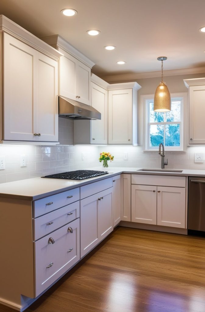 Smart Lighting Layers for White Cabinets