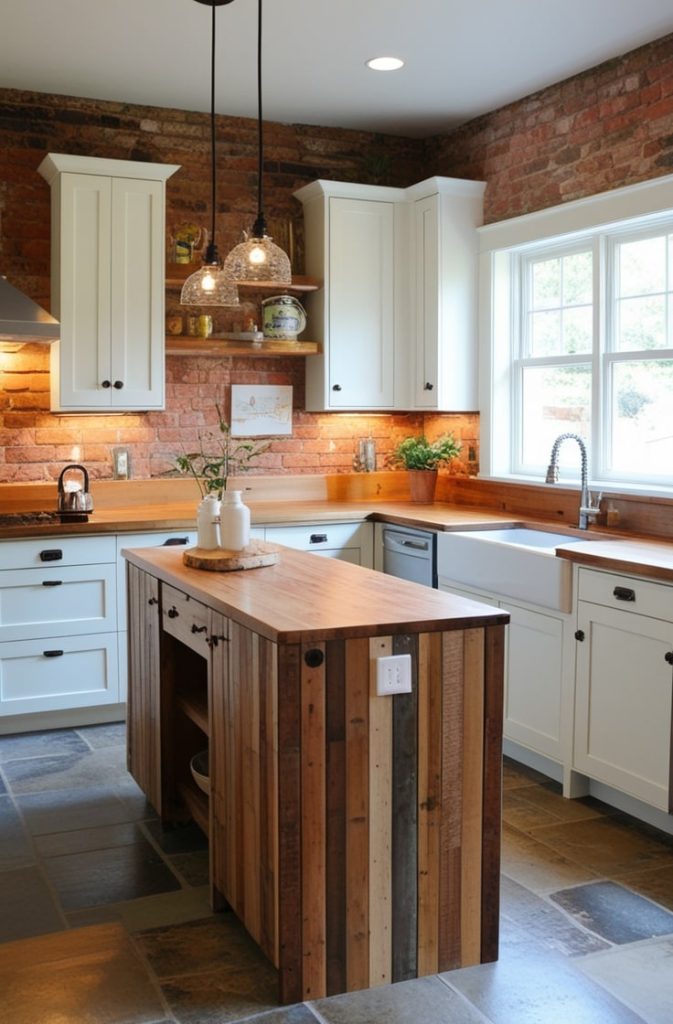 Sustainable White Kitchen with Recycled Materials