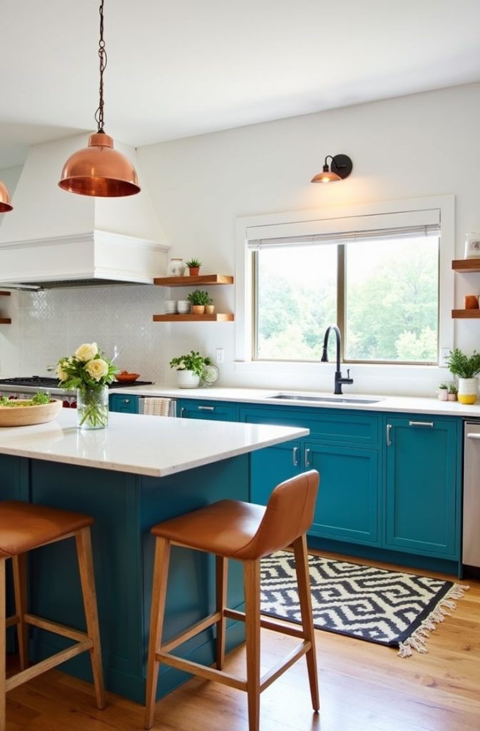 Teal Blue Peninsula with Copper Accents