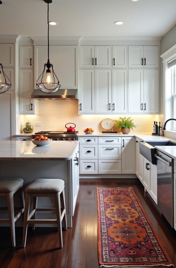 White Cabinets on Dark Hardwood Floors