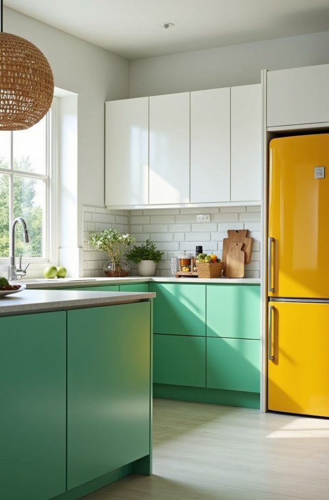 White Cabinets with Bold Color Pops