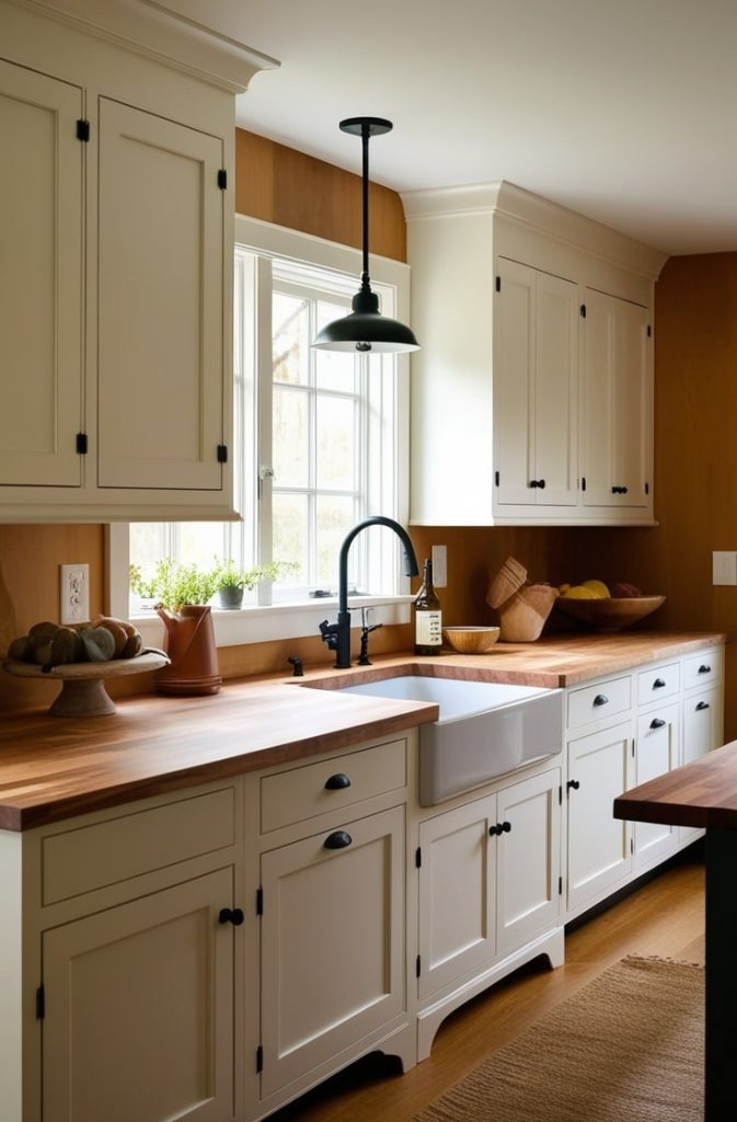 White Cabinets with Butcher Block Counters