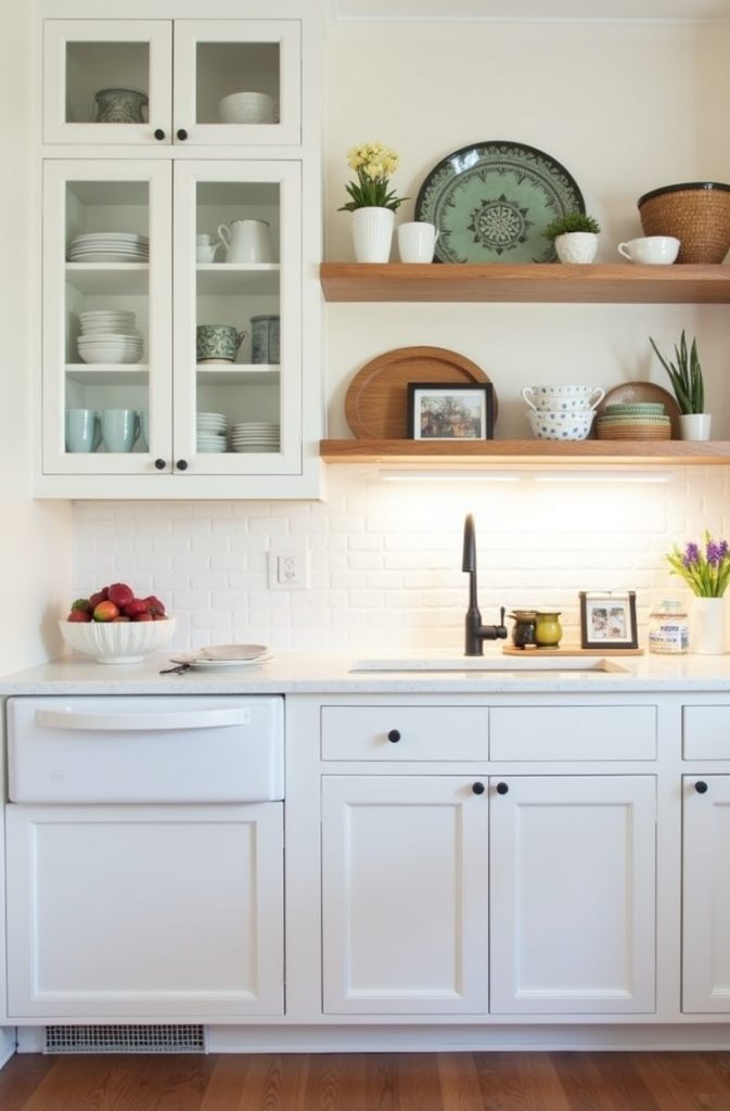 White Cabinets with Open Shelving