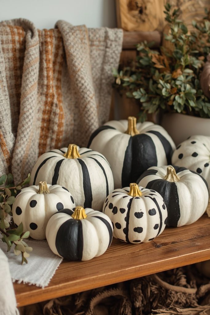 Black and White Painted Pumpkins