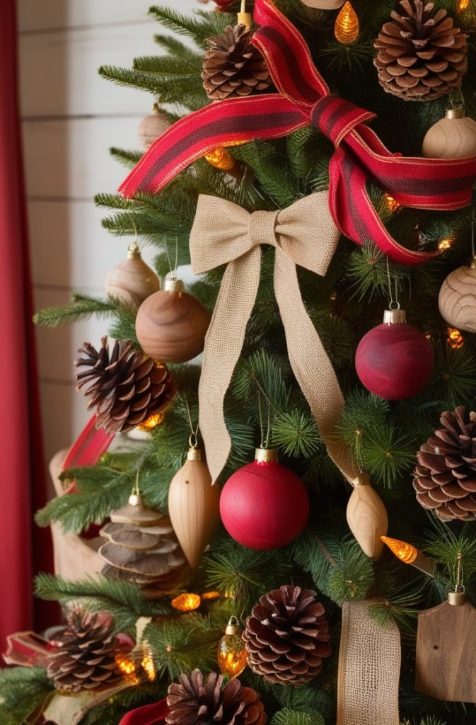 Cozy Cabin Red and Gold Tree