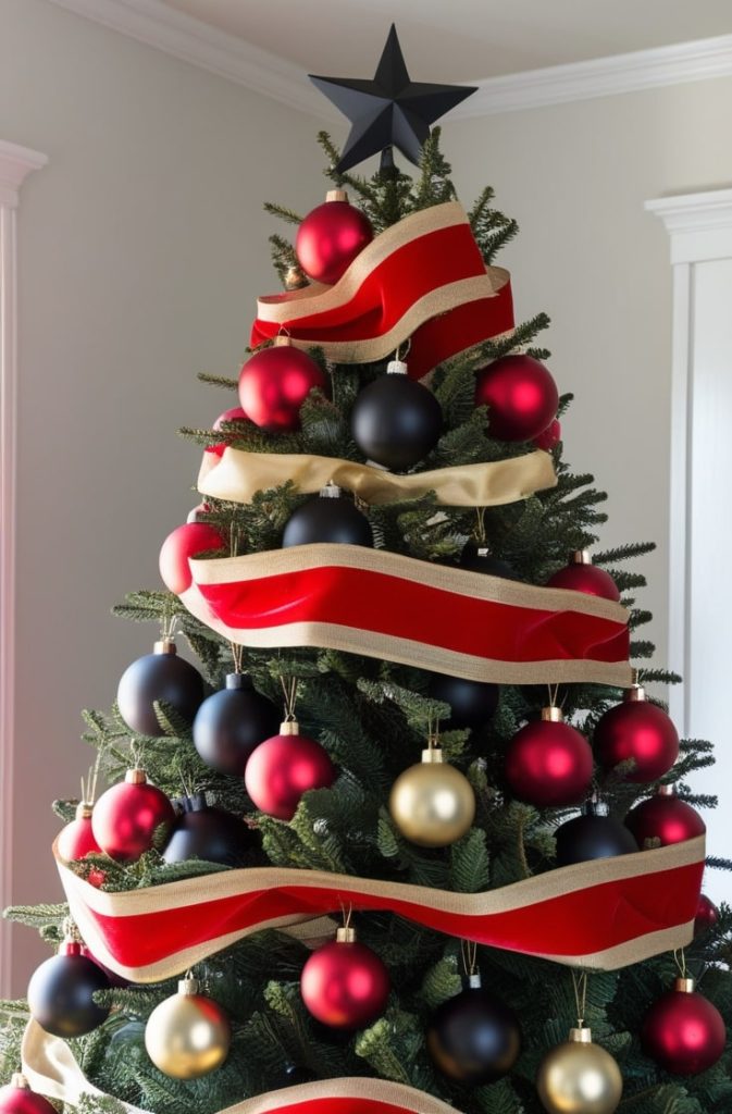 Red and Gold Tree with Black Accents