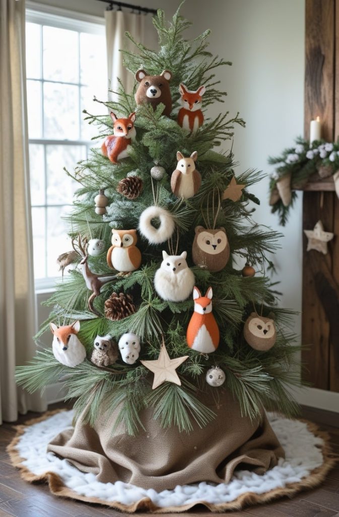 Rustic Woodland Tree with Animal Ornaments