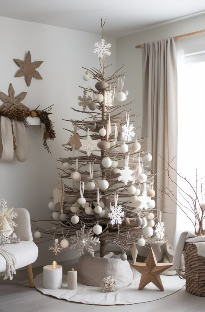Scandinavian Rustic Tree with Neutral Tones