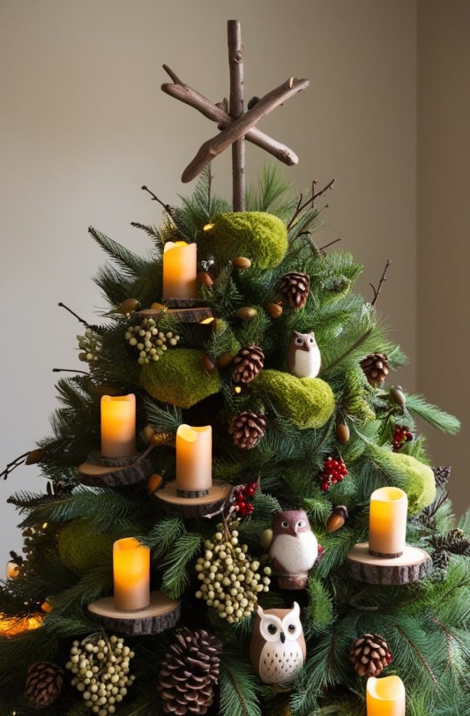 Woodland Christmas Tree with Natural Greenery