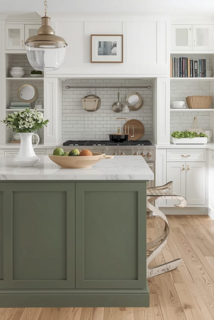 Black Island with a White Kitchen