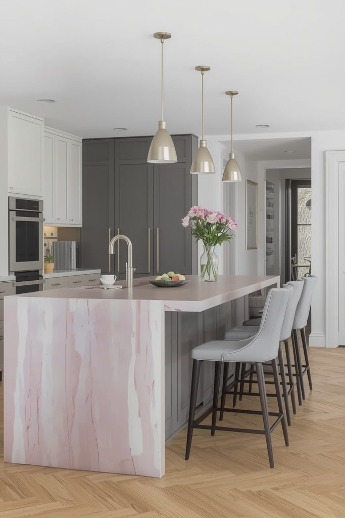 Blue Accent Kitchen Island for Timeless Charm