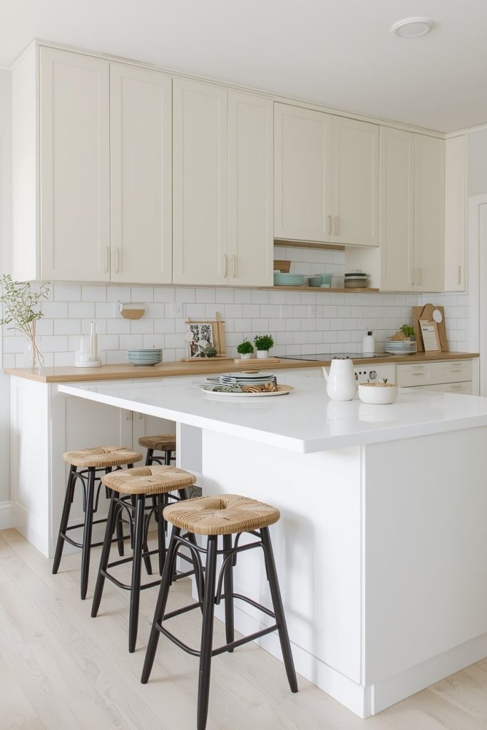 Classic IKEA L-Shaped Kitchen Island With Seating for 4