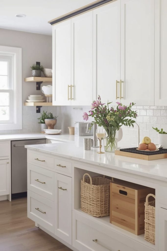 Kitchen Island Cabinet with Open Shelving Accents