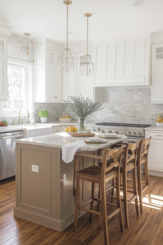 Kitchen Island with Attached Table Extension