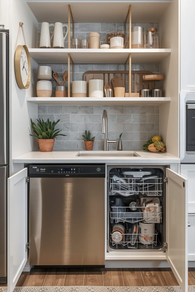 Kitchen Island with Prep Sink and Built-In Dishwasher