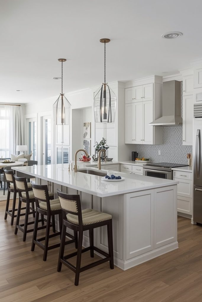 L-Shaped Island With Overhang Seating Comfort