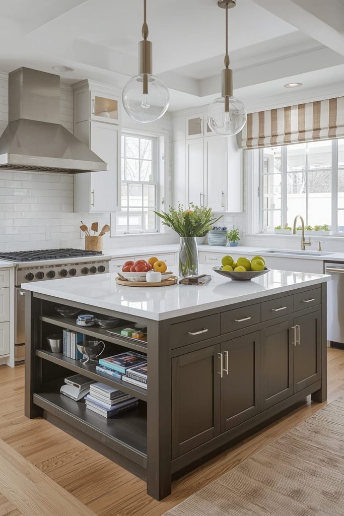 Large Kitchen Island with Waterfall Edge for Modern Style