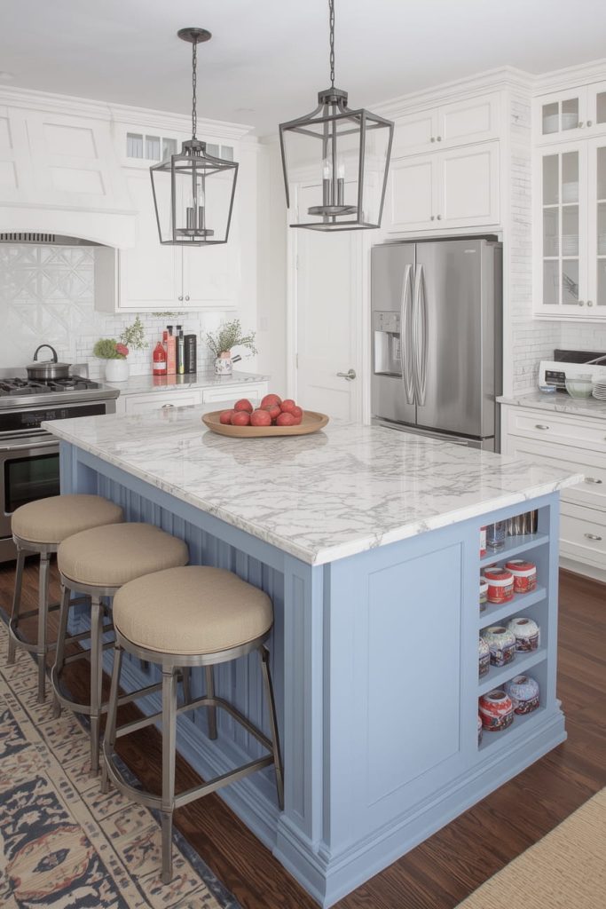  Modern Kitchen Island Cabinet with Handleless Design