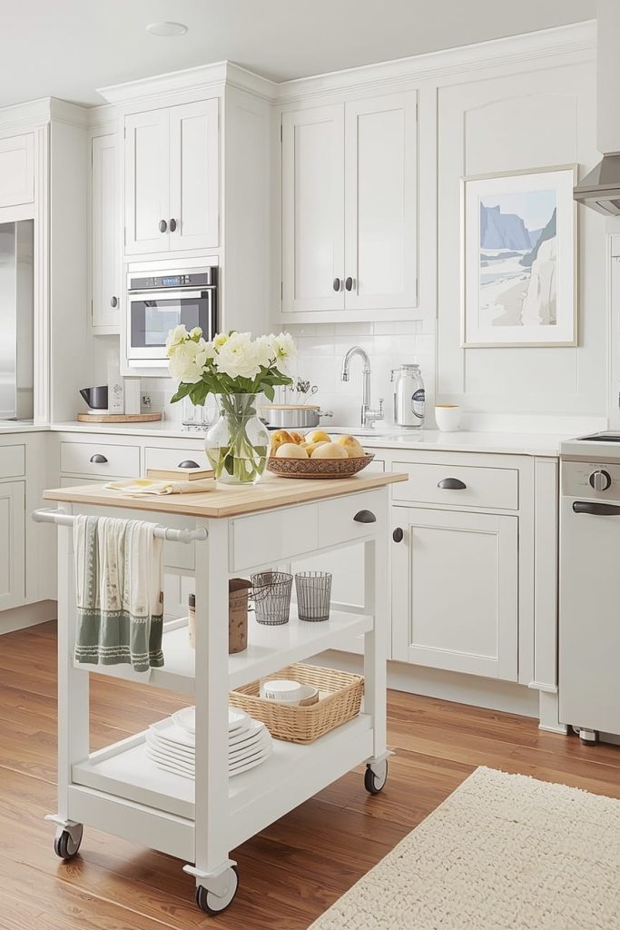 Modern Kitchen Island Cart on Wheels