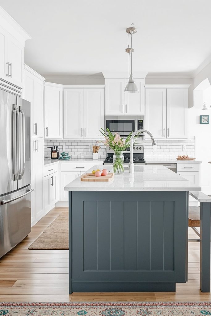 Modern L-Shaped Kitchen Island With Seating and Clean Lines