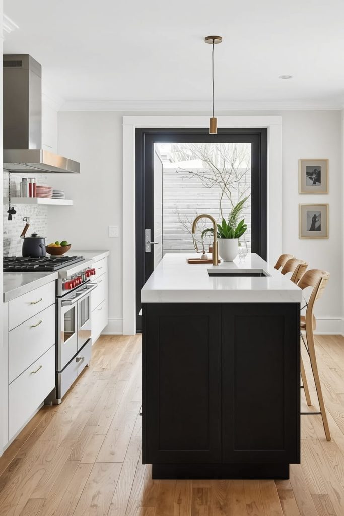 Modern Slim Kitchen Island with Waterfall Edge