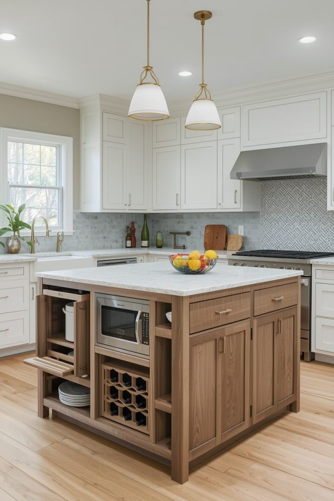 Narrow Freestanding Kitchen Island for Galley Layouts