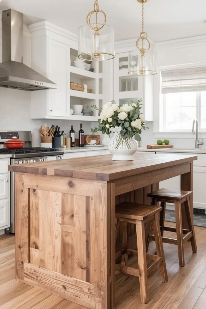 Reclaimed Wood Rustic Kitchen Island for Authentic Farmhouse Charm