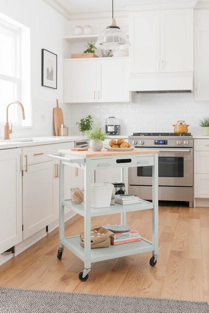 Rolling Kitchen Cart for Apartment Kitchens and Rental Homes