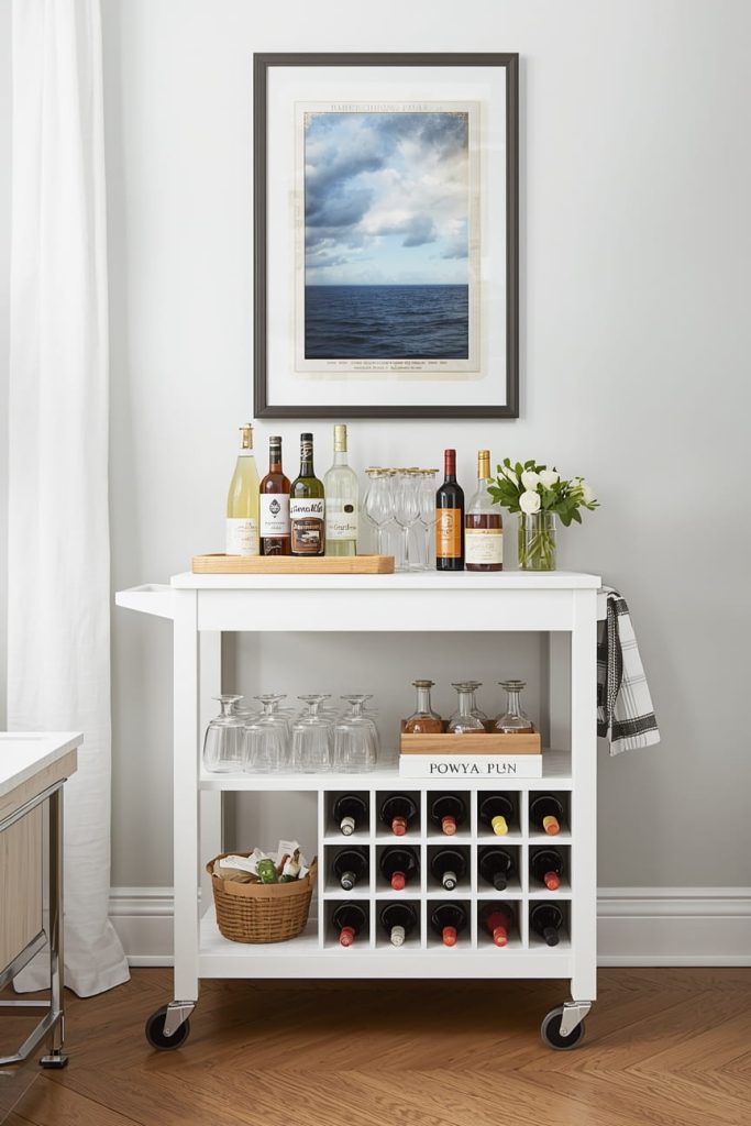 Rolling Kitchen Cart with Wine Rack for Entertaining in Style