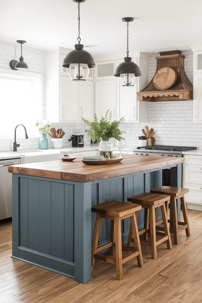 Rustic Kitchen Island with Seating for Cozy Family Gatherings