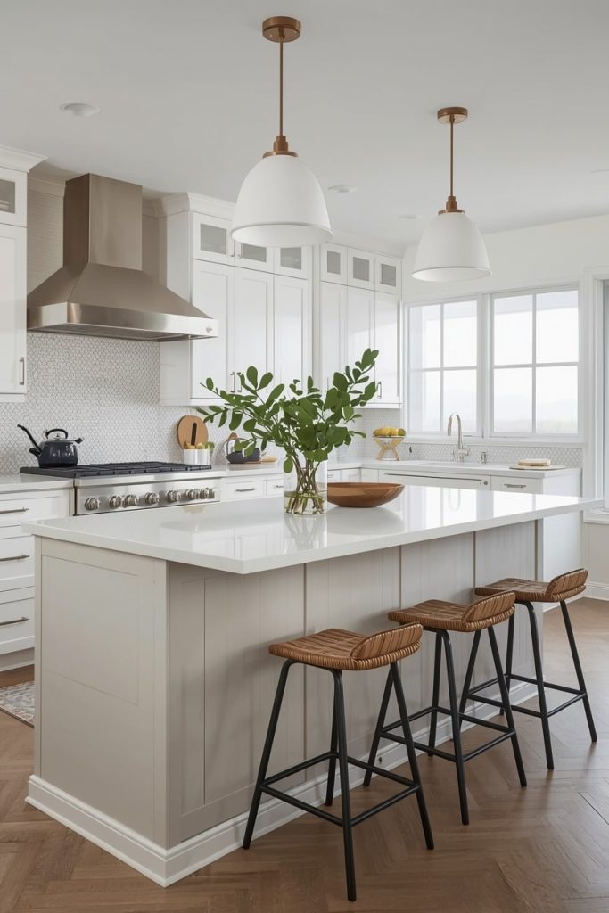 Small Kitchen L-Shaped Island With Seating That Saves Space