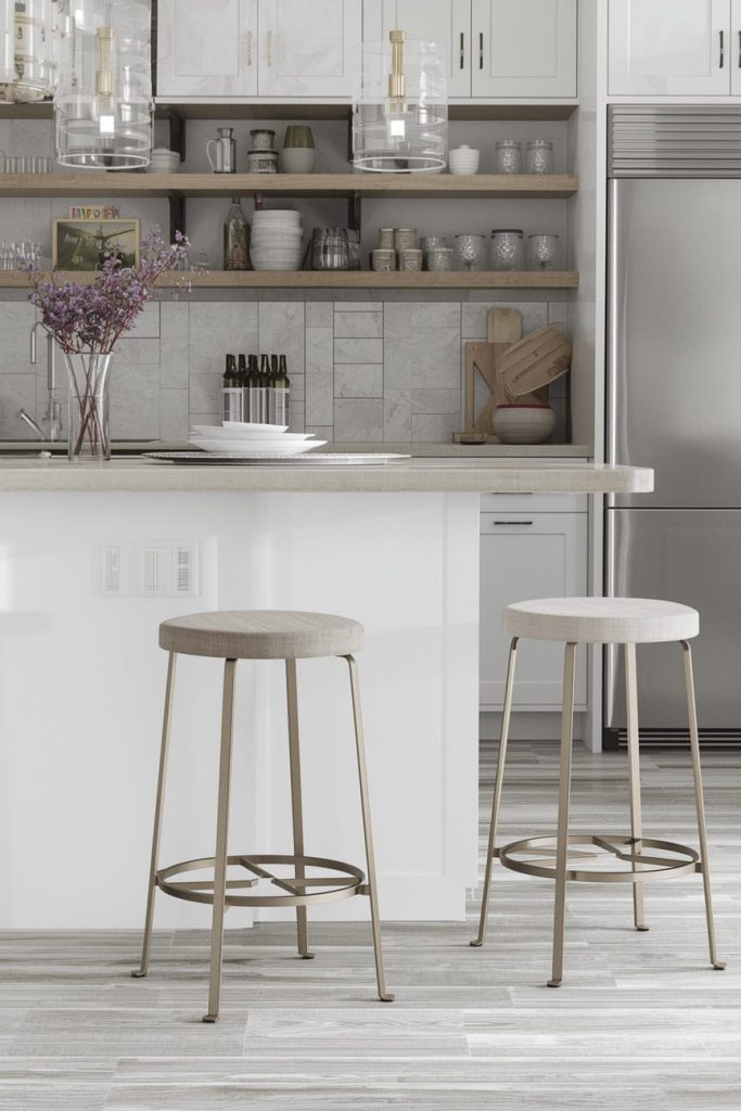 Swivel Kitchen Stools for Island with Back