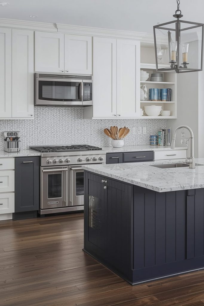 White Kitchen with Black Island (Classic & Timeless)