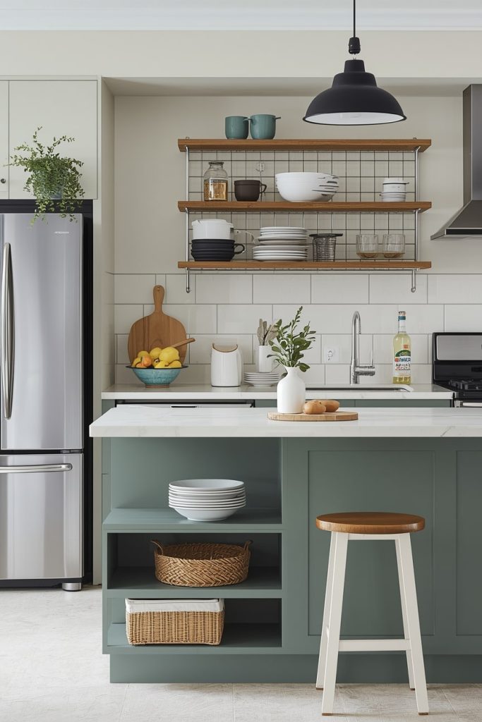 Wood Accent Kitchen Island for Warmth and Texture