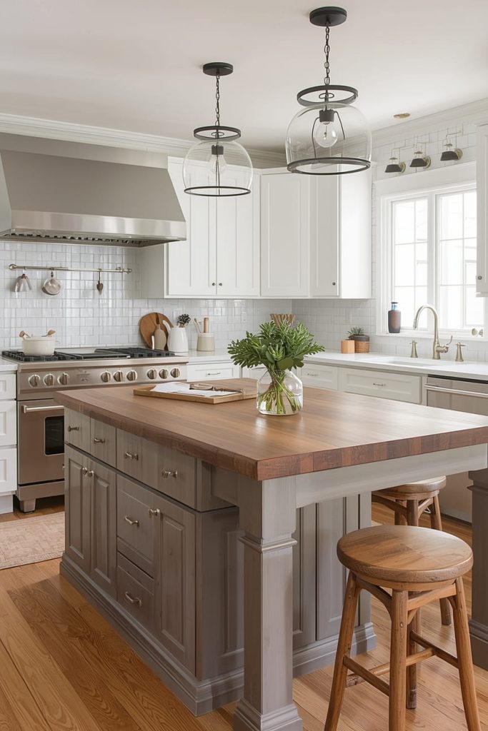 Wood Kitchen Island Countertop for Natural Warmth